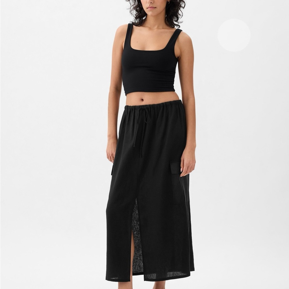 BNWT GAP LINEN BLEND CARGO SKIRT BLACK SMALL